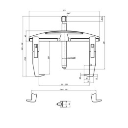 1.04/HP3A Εξολκέας γενικής χρήσης HIGH POWER με 2 βραχίονες 350x200 mm