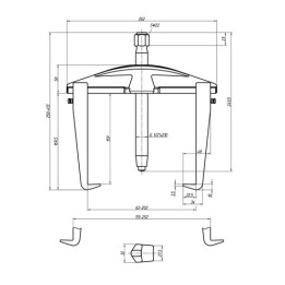 1.04/2A-B Εξολκέας γενικής χρήσης 2 βραχιόνων 350x200 mm GEDORE | PAM